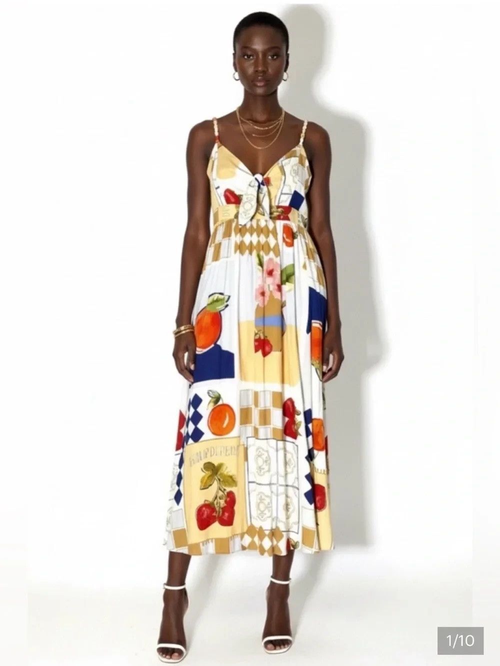 Caroline Constas womens Champ de Fraises Linen Blend Long Maxi Dress size XS